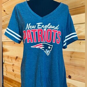 New England Patriots Women's Blue V-Neck Tee